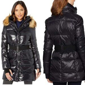 NWT S13 Chalet Puffer Coat Belt & Faux Fur Hood Women Size Small